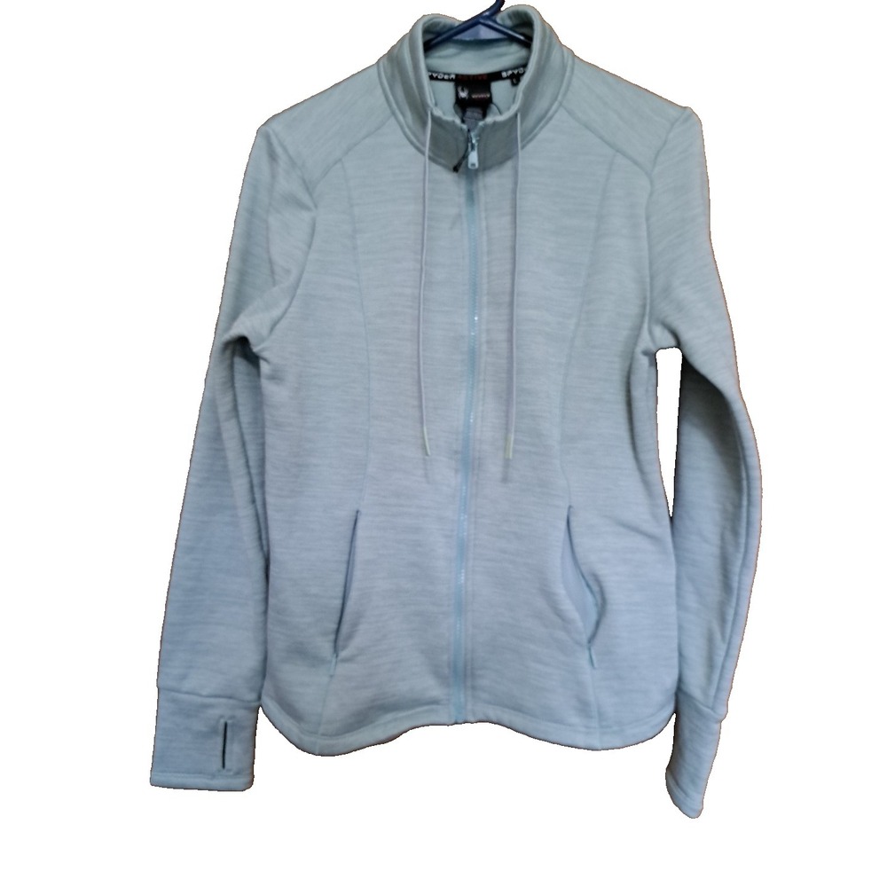 Spyder Women's Light Green Fleece Mock Neck Front Zipper Activewear‎ Jacket L